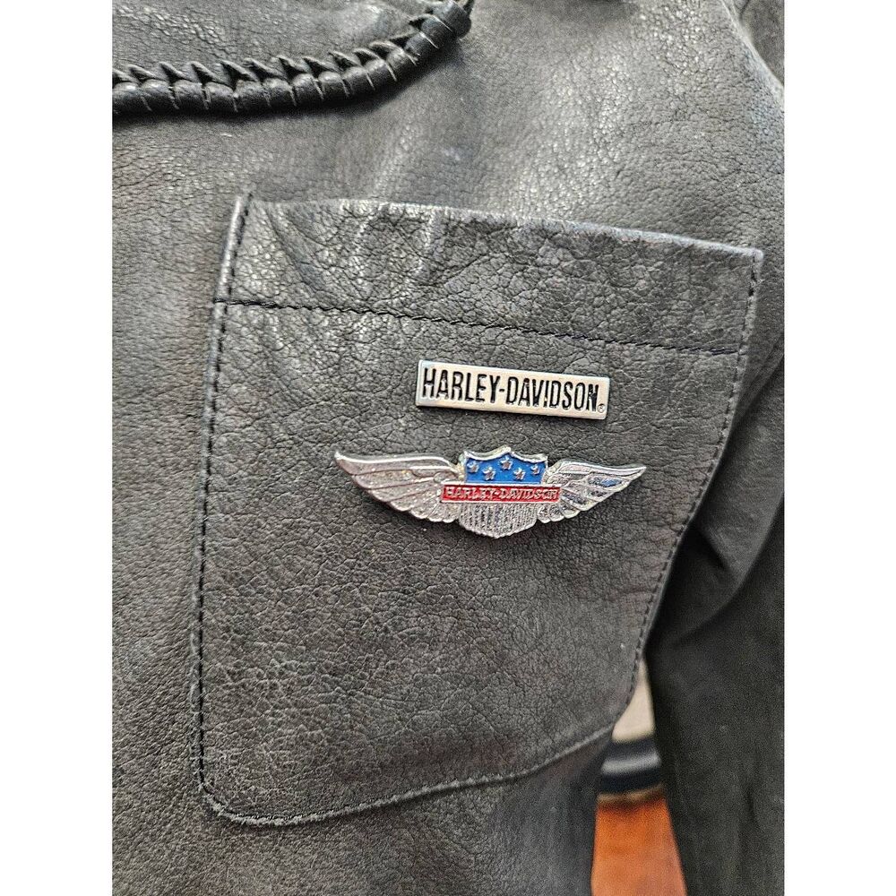 Harley-Davidson Charcoal Black Leather Moto Jacket Womens size Small - Picture 7 of 15